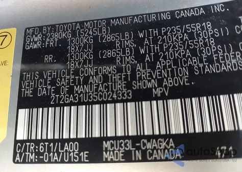 2005 Lexus Rx 330 from USA, damaged, VIN 2T2GA31U35C024333